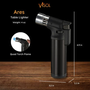 Ares Quad Flame Torch Lighter - Black Matte