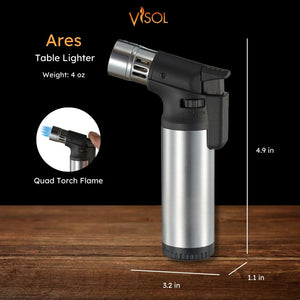 Ares Quad Torch Cigar Lighter - Silver