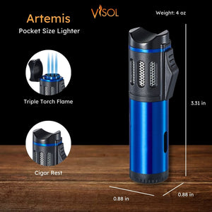 Artemis Triple Torch Cigar Lighter - Blue