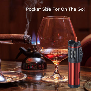 Artemis Triple Torch Cigar Lighter - Red