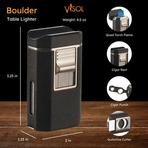 Visol Boulder Quad Torch Flame Lighter - Black