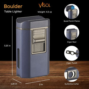 Visol Boulder Quad Torch Flame Lighter - Blue