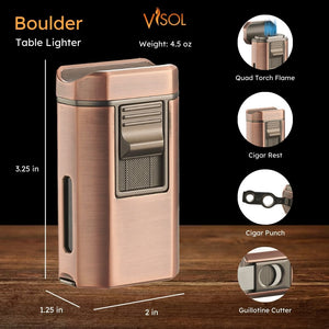 Visol Boulder Quad Torch Flame Lighter - Bronze