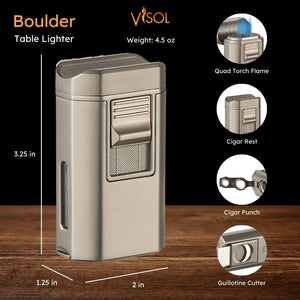 Visol Boulder Quad Torch Flame Lighter - Gunmetal