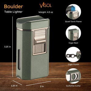 Visol Boulder Quad Torch Flame Lighter - Green