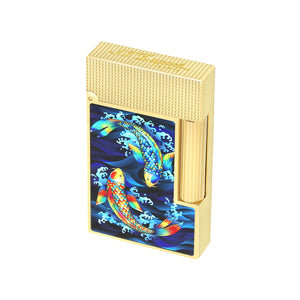 S.T. Dupont Line 2 Koi with Yellow Gold Flint Lighter, Gloss Finish