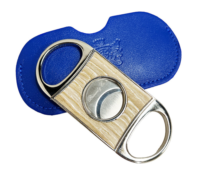 Brizard & Co Double Guillotine Series II Bleached Oak and Royal Blue Cigar Cutter