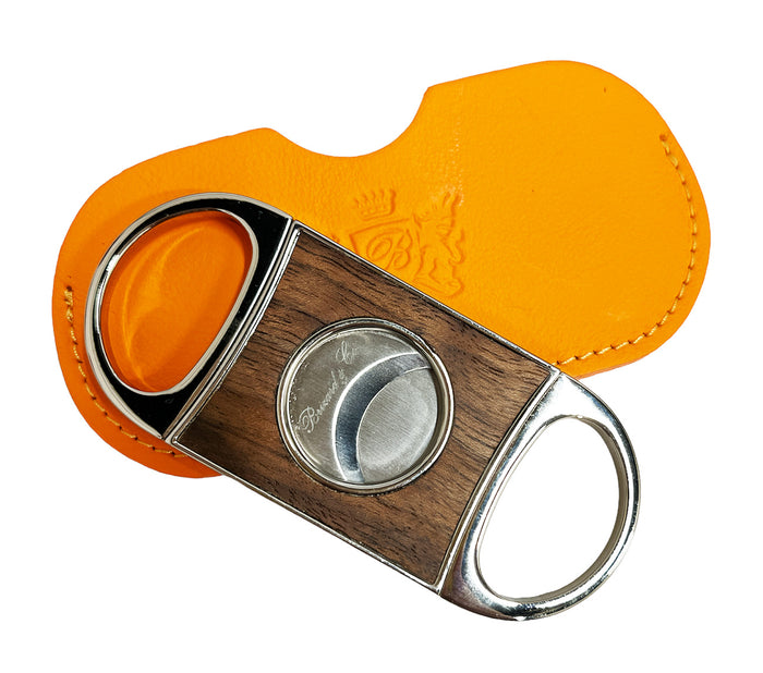 Brizard & Co Double Guillotine Series II Curly Walnut and Racing Orange Cigar Cutter