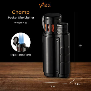 Visol Champ Triple Torch Cigar Lighter - Matte Black