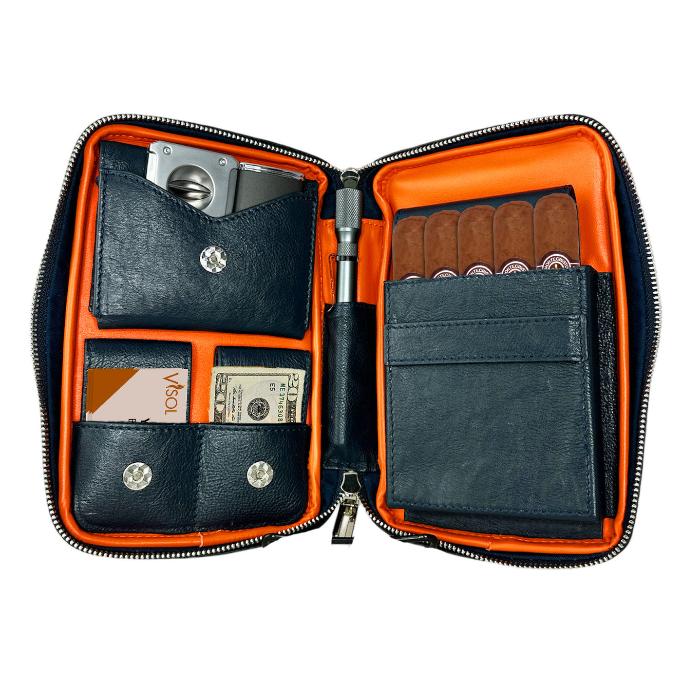 wilson leather cigarette cases Luxury Brown Case which proudly displays an American flag on the pocket Cigar Case w/ Pocket Black