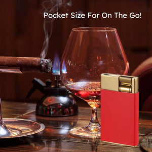 Visol Cougar Single Flame Cigar Lighter - Red and Gold