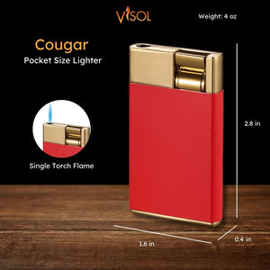 Visol Cougar Single Flame Cigar Lighter - Red and Gold