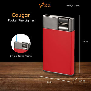 Visol Cougar Single Flame Cigar Lighter - Red and Gunmetal