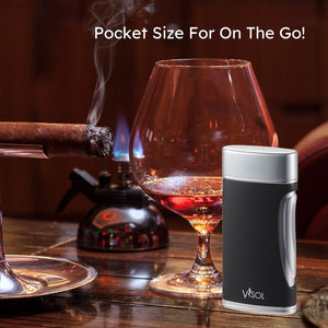 Visol DuoMatt Matte Black Double Flame Cigar Lighter