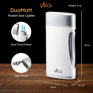 Visol DuoMatt Chrome Double Flame Cigar Lighter