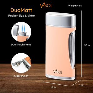 Visol DuoMatt Salmon Double Flame Cigar Lighter