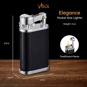 Visol Elegance Black Soft Flame Flint Lighter