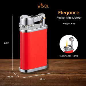 Visol Elegance Red Soft Flame Flint Lighter