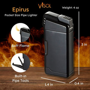 Visol Epirus Soft Flame Pipe Lighter - Black