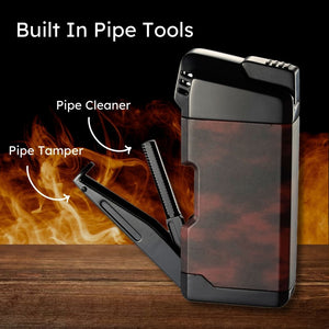 Visol Epirus Soft Flame Pipe Lighter - Dark Wood Red