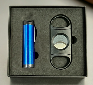 Custom Cigar Gift Set – Personalized Engraved Cutter & Triple Torch Lighter – Premium Cigar Accessories for Corporate, Holiday, and Groomsmen Gifts (Black,Red,Blue,Yellow,Gunmetal))