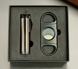 Custom Cigar Gift Set – Personalized Engraved Cutter & Triple Torch Lighter – Premium Cigar Accessories for Corporate, Holiday, and Groomsmen Gifts (Black,Red,Blue,Yellow,Gunmetal))