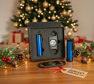 Custom Cigar Gift Set – Personalized Engraved Cutter & Triple Torch Lighter – Premium Cigar Accessories for Corporate, Holiday, and Groomsmen Gifts (Black,Red,Blue,Yellow,Gunmetal))