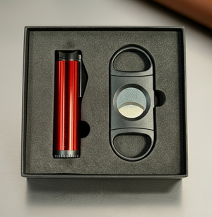 Custom Cigar Gift Set – Personalized Engraved Cutter & Triple Torch Lighter – Premium Cigar Accessories for Corporate, Holiday, and Groomsmen Gifts (Black,Red,Blue,Yellow,Gunmetal))