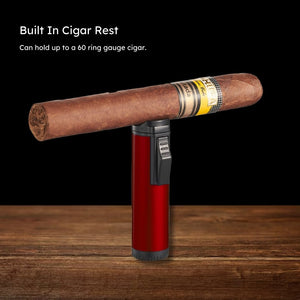Custom Cigar Gift Set – Personalized Engraved Cutter & Triple Torch Lighter – Premium Cigar Accessories for Corporate, Holiday, and Groomsmen Gifts (Black,Red,Blue,Yellow,Gunmetal))