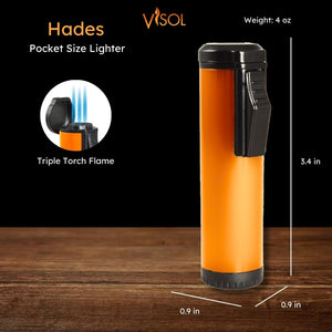 Visol Hades Orange Lacquer Triple Torch Cigar Lighter