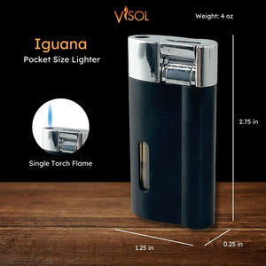 Visol Iguana Single Torch Flame Lighter - Black