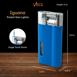 Visol Iguana Single Torch Flame Lighter - Blue