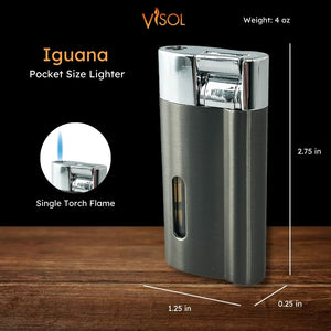 Visol Iguana Single Torch Flame Lighter - Gunmetal