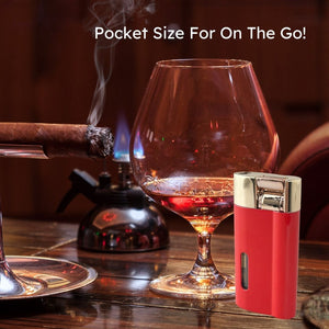 Visol Iguana Single Torch Flame Lighter - Red and Gold