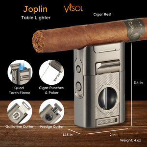 Visol Joplin Quad Torch Flame Lighter - Gunmetal