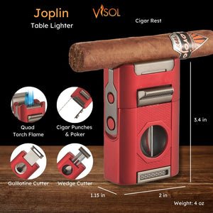 Visol Joplin Quad Torch Flame Lighter - Red