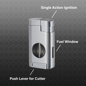 Visol Kamet V Cutter Silver Triple Torch Cigar Lighter