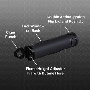 Visol Cobra Triple Flame Cigar Lighter - Black