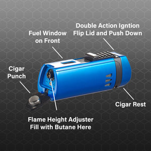 Visol Denali Triple Torch Cigar Lighter - Blue