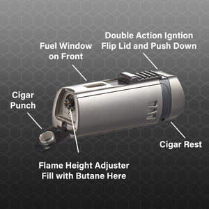 Visol Denali Triple Torch Cigar Lighter - Gun Metal