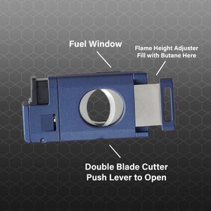 Visol LighCut Blue Triple Torch Flame Lighter and Cigar Cutter