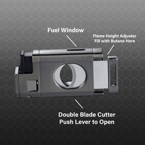 Visol LighCut Gunmetal Triple Torch Flame Lighter and Cigar Cutter