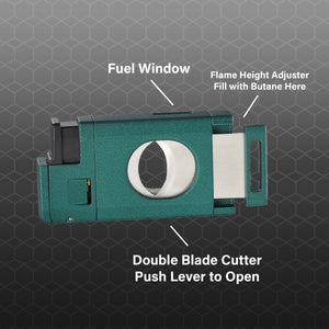 Visol LighCut Green Triple Torch Flame Lighter and Cigar Cutter