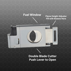 Visol LighCut Silver Triple Torch Flame Lighter and Cigar Cutter