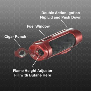 Visol Marlin Triple Flame Torch Lighter - Red