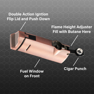 Visol Colonel Triple Flame Torch Lighter - Bronze