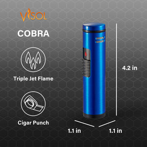 Visol Cobra Triple Flame Cigar Lighter - Blue