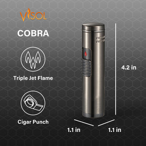 Visol Cobra Triple Flame Cigar Lighter - Gunmetal