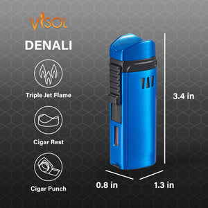Visol Denali Triple Torch Cigar Lighter - Blue
