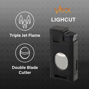 Visol LighCut Black Triple Torch Flame Lighter and Cigar Cutter